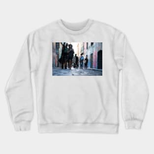 Background abstract street scene of people walking away taken in  Hosier Lane Crewneck Sweatshirt